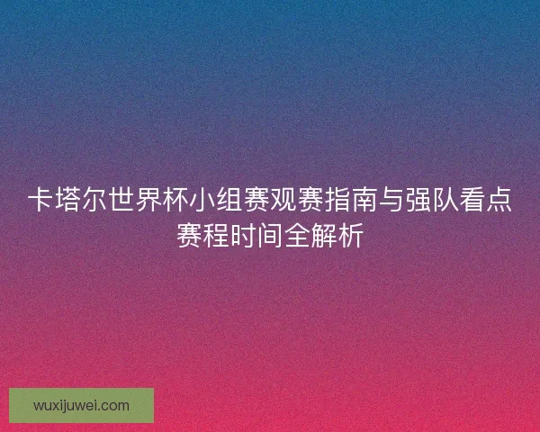 卡塔尔世界杯小组赛观赛指南与强队看点赛程时间全解析